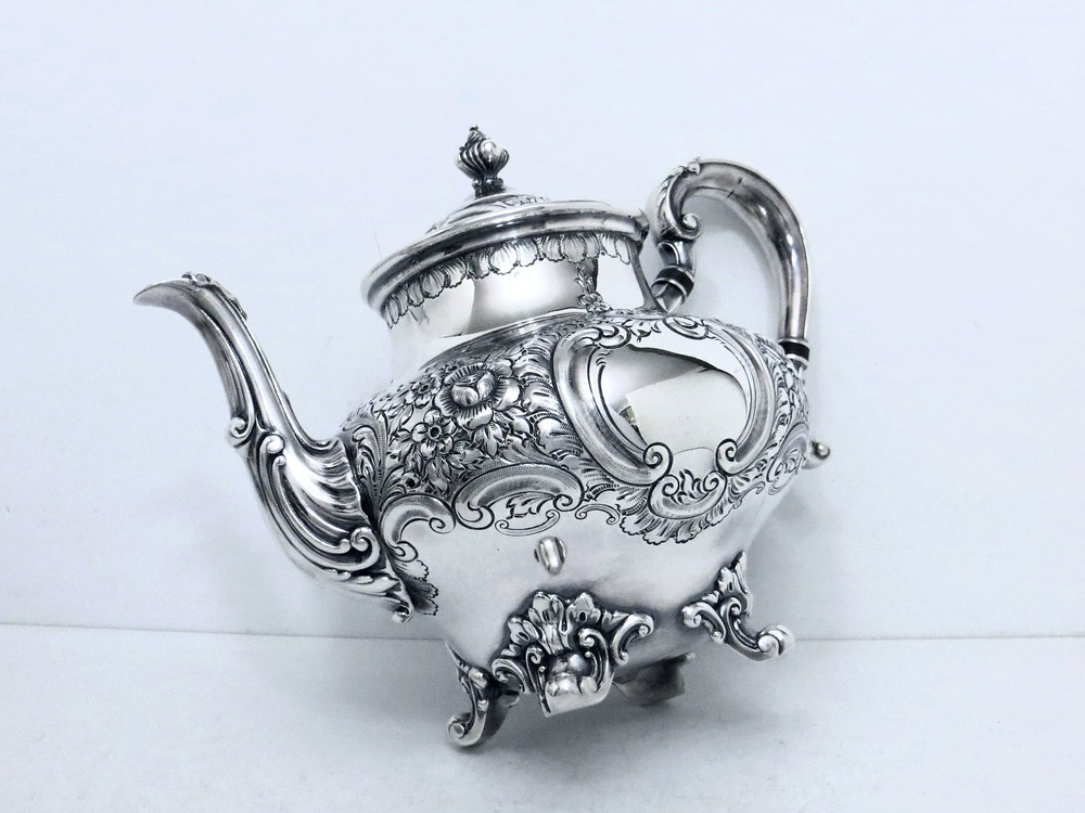 1937 REED & BARTON VICTORIAN ROCOCO REPOUSSE HAND CHASED COFFEE TEA SET 5 PC