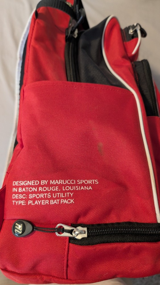 Marucci Baseball Bat Backpack – Red/Black – Team Utility Bat Pack – Used,