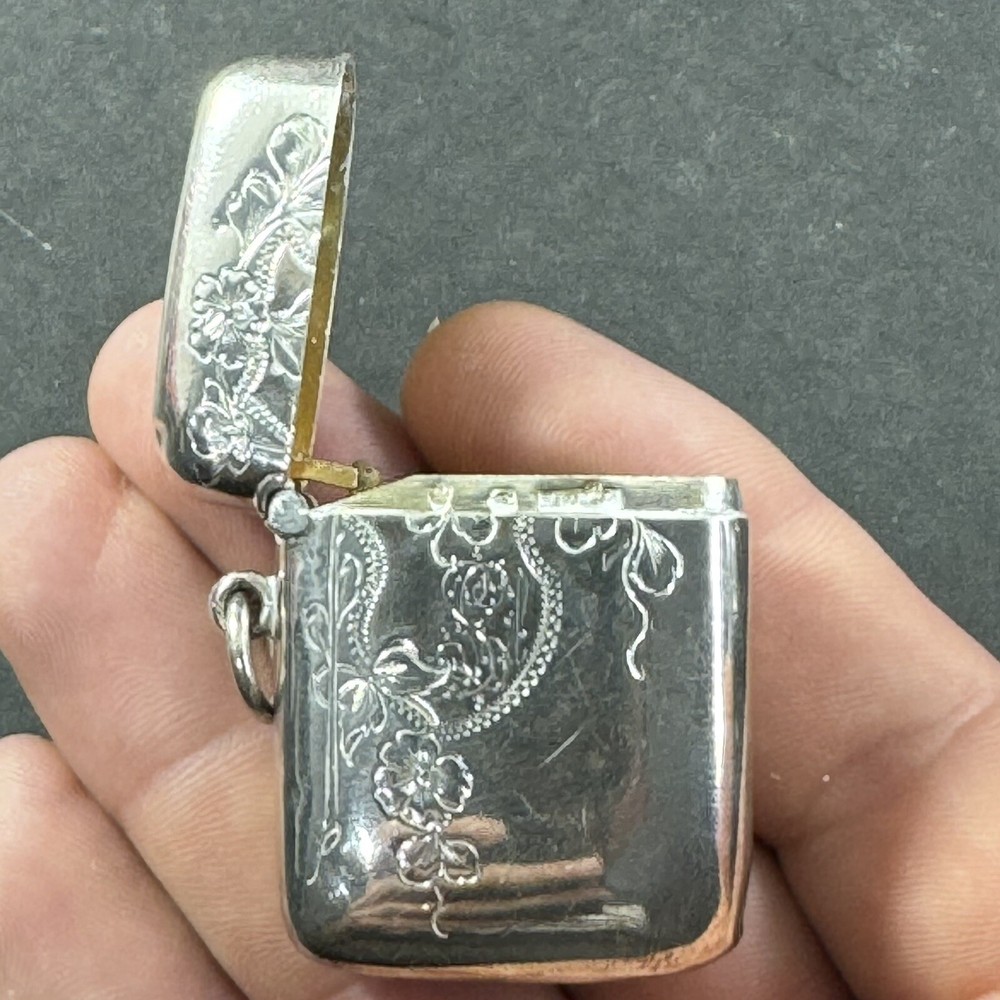 antique 900 sterling silver matchbox