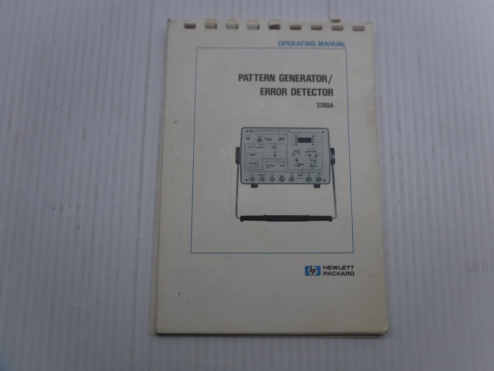 Hewlett Packard 3780A Pattern Generator / Error Detector Manual 03780-90021