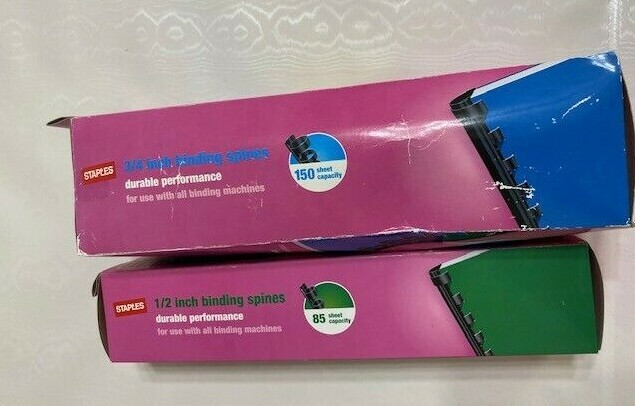 Staples 1/2 inch and 3/4 Inch Black Binding Spines