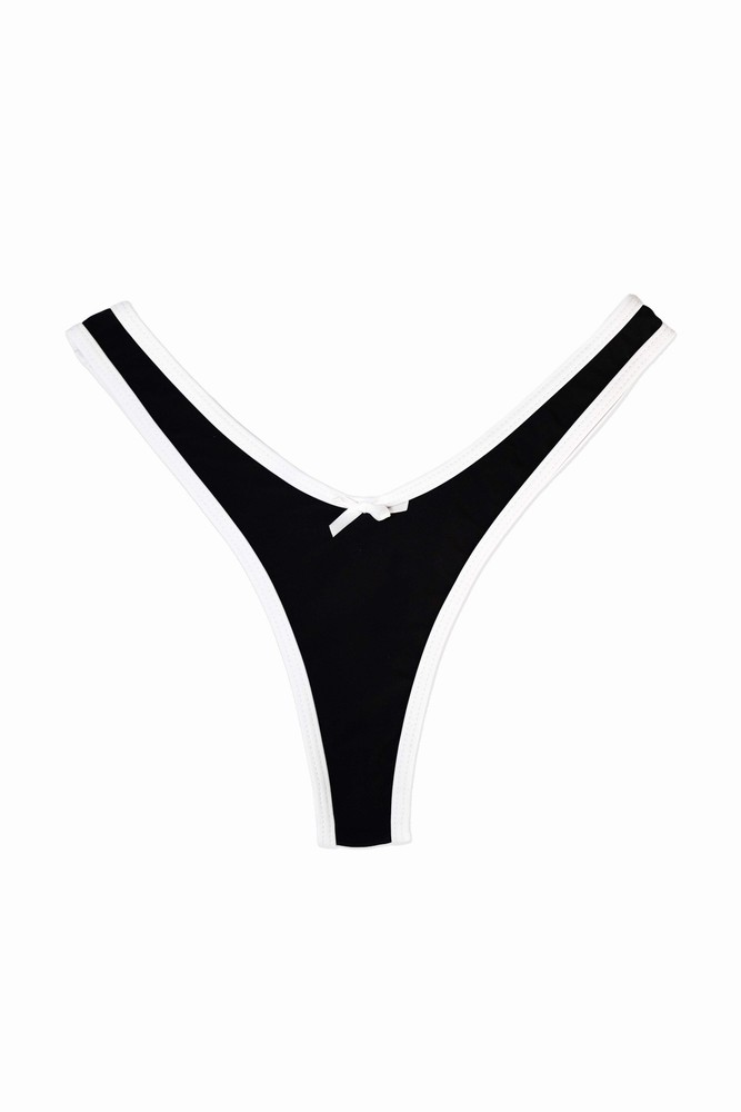 Bow Babe Contrast Bottoms - Black