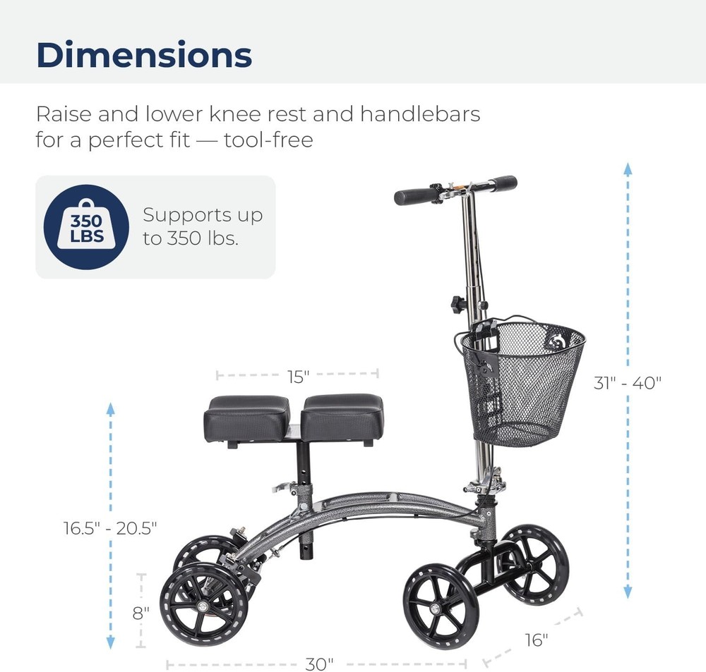 Drive Medical 796 Adjustable Height Steerable Knee Walker