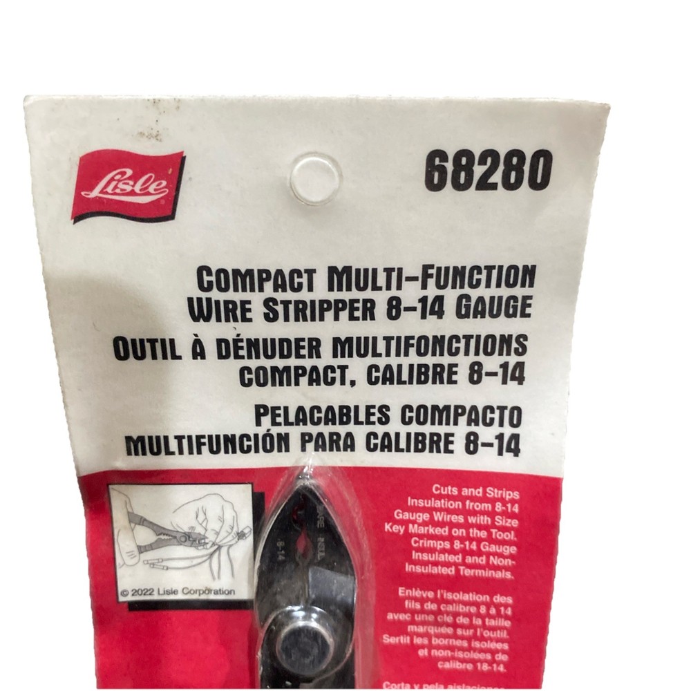 Lisle 68280 Compact Multi-Function Wire Stripper 8-14 Gauge. New. Fast Shipping