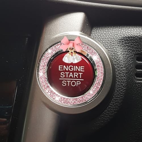 Bling Diamond Car Engine Start Stop Button Decoration Ring - Bling Ring Pink