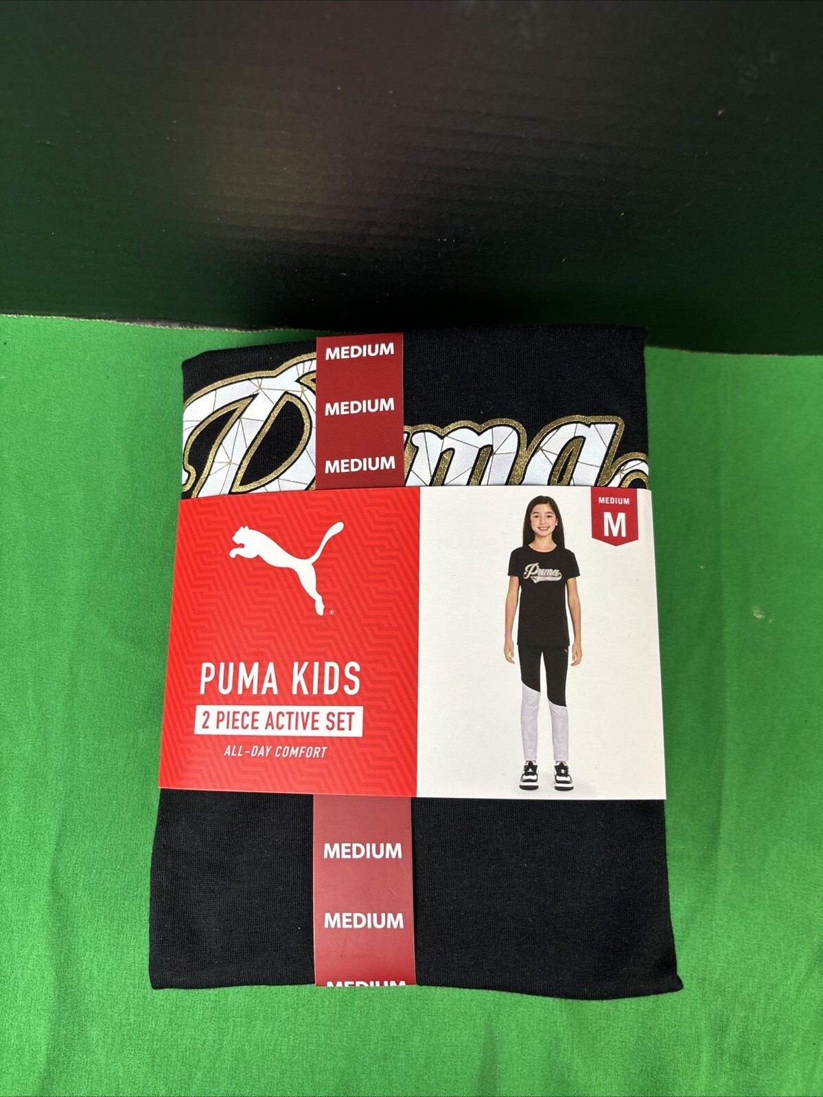 Puma Girls Active Set Size Medium Black