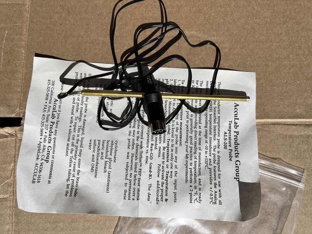 ACCULAB Temperature Probe ALS-200 To Be Used W/ SensorNet Computer Interface Lab