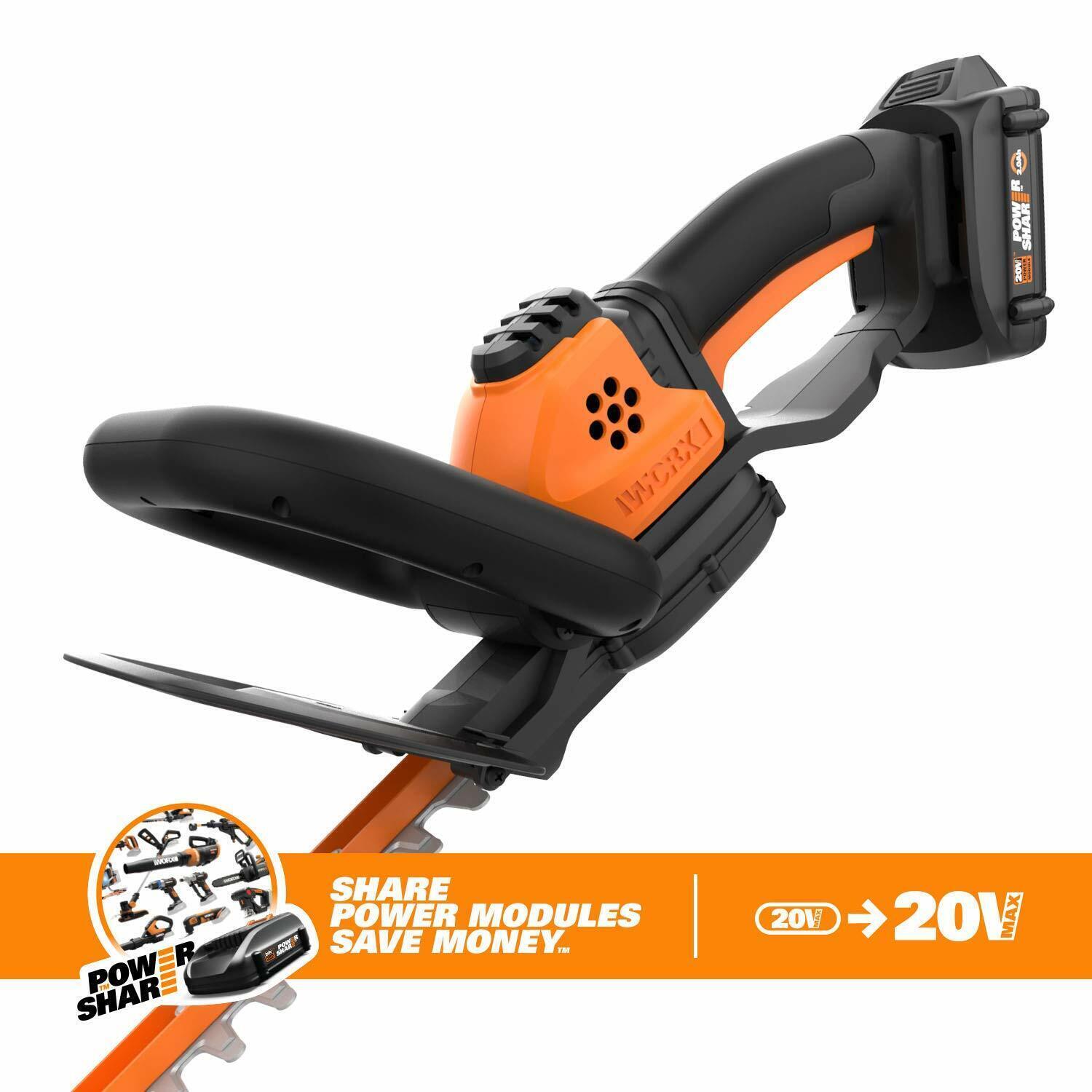 WORX WG261 20V Powershare Cordless 22" Hedge Trimmer - SR