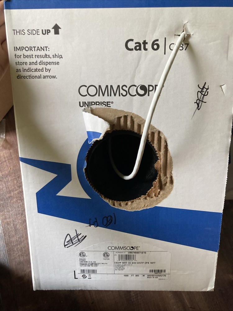 CommScope CS37P CAT6 Cable | Plenum 23AWG U/UTP | White Jacket Read Desc