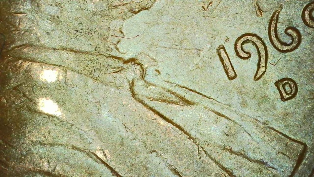 1969 D Lincoln Cent Multiple Errors: Struck thru, Tilted Collar, Dblg Columns +