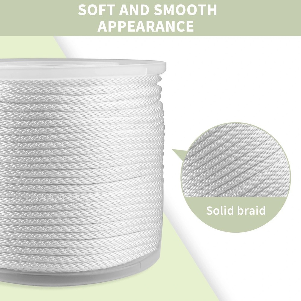 1/4 INCH 500 FT White Nylon Solid Braid Rope-Dyeable