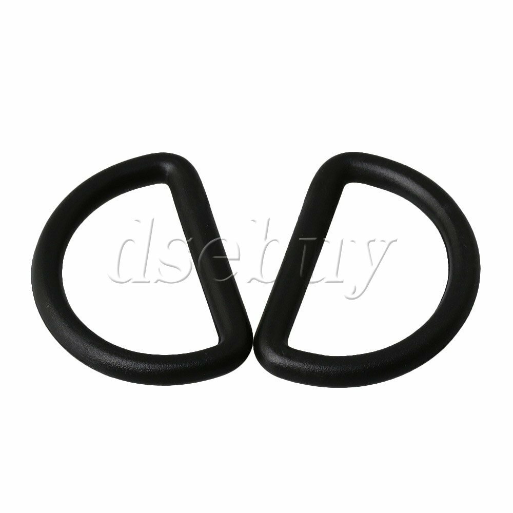 40x D Ring Adjustable Black Plastic Buckle for Bag Webbing 25mm Inner Diameter