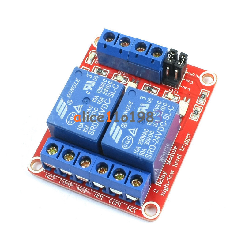 24V 2 Channel Relay Module With Optocoupler High and Low Level Trigger