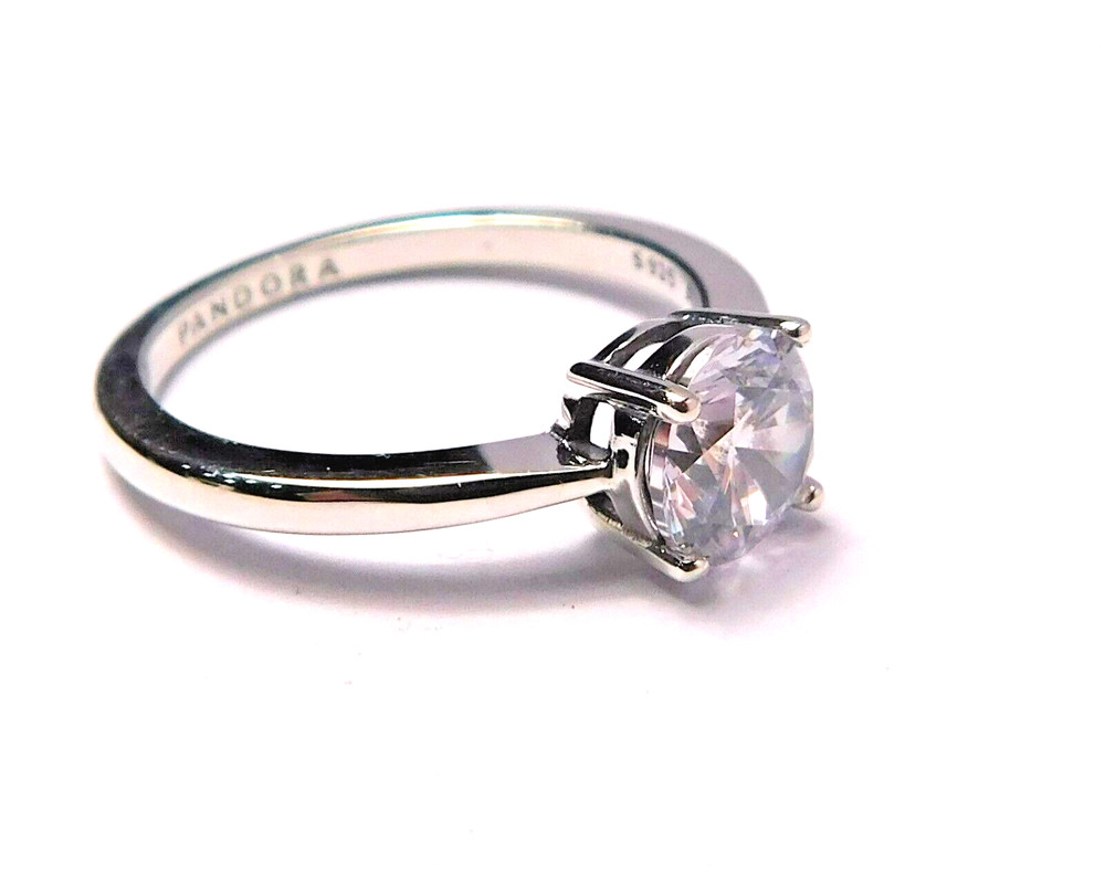 Authentic Pandora Ring, Silver Sparkling Solitaire, 190052C01, Clear CZ