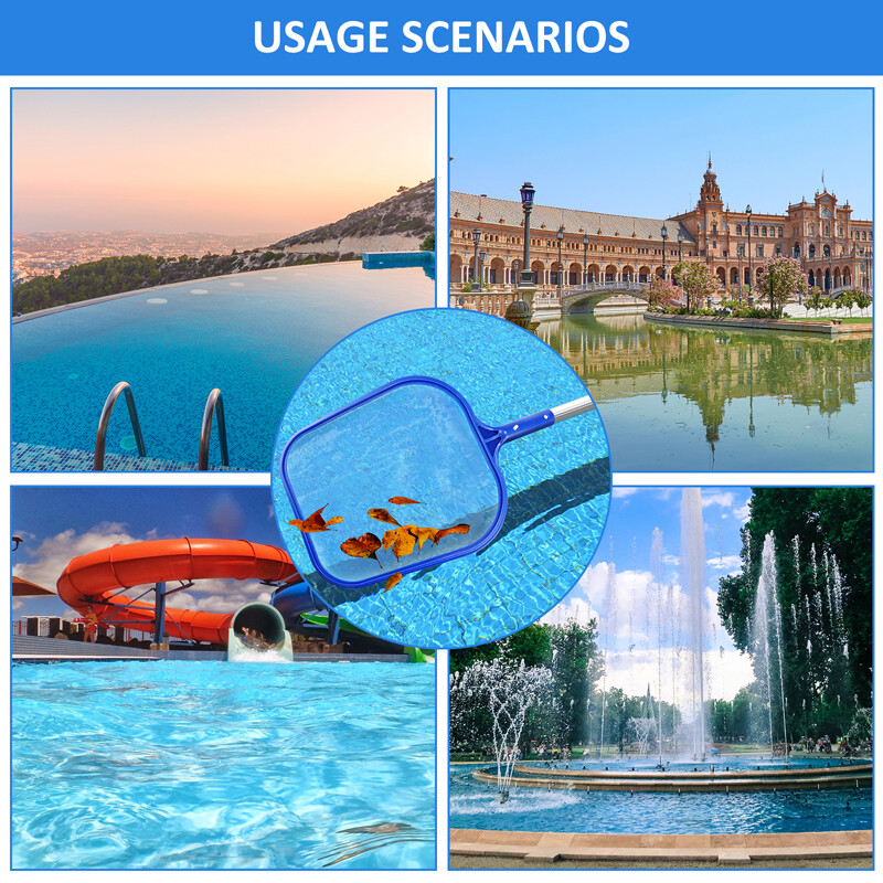 Swimming Pool Leaf Skimmer Flat/Deep Bag Rake Net, Leaf Cleaner Net with Pole