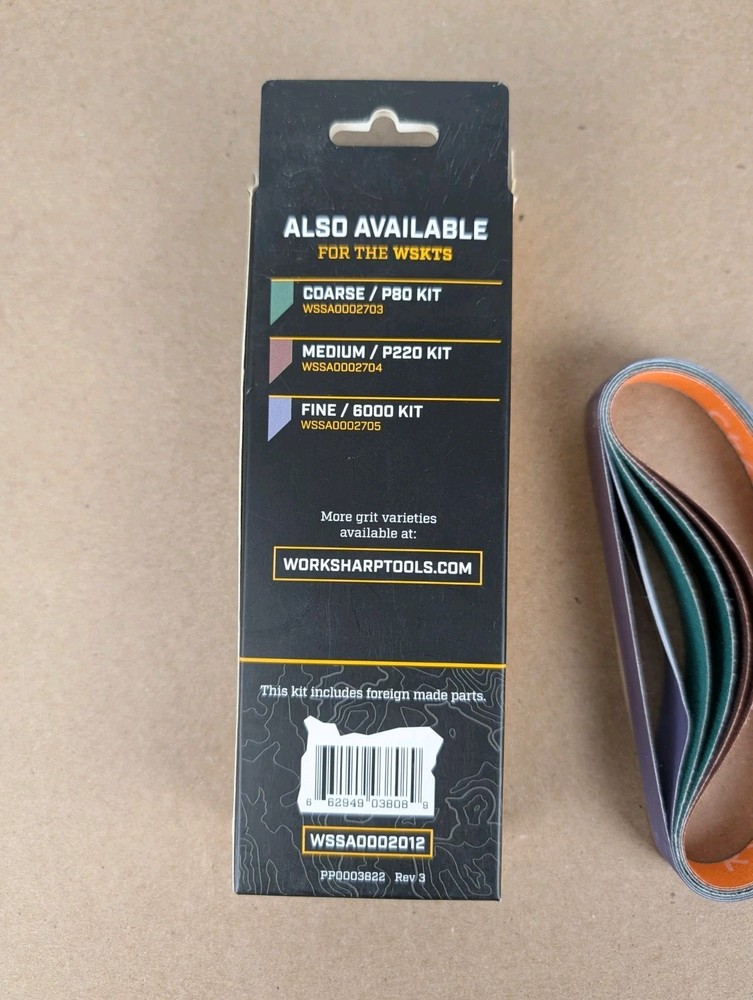 Work Sharp Knife & Tool Sharpener Coarse, Medium, Fine Grit Replacement Belt Kit