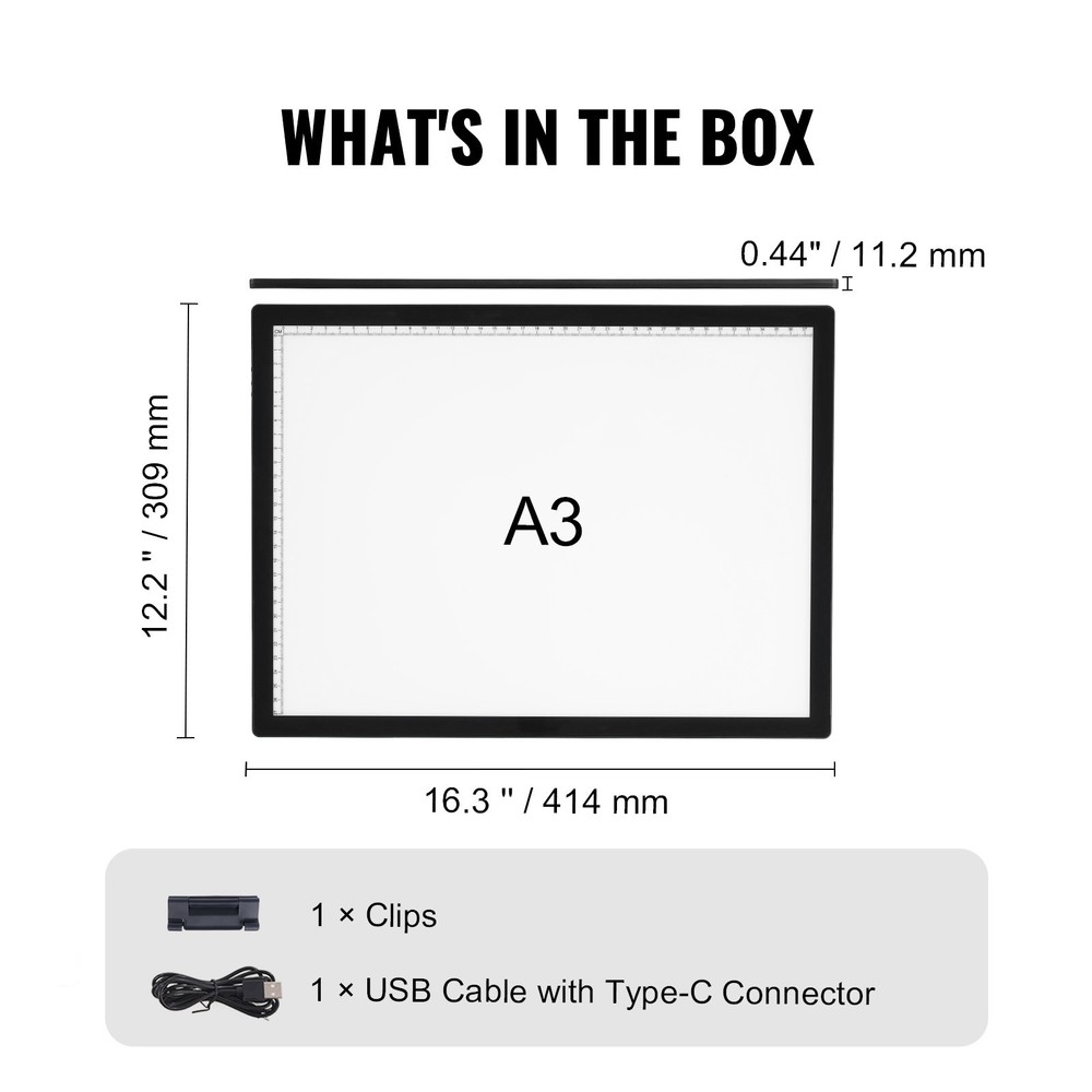 A3 LED Light Board Rechargeable Tracing Pad with 6 Level Dimmable Brightness