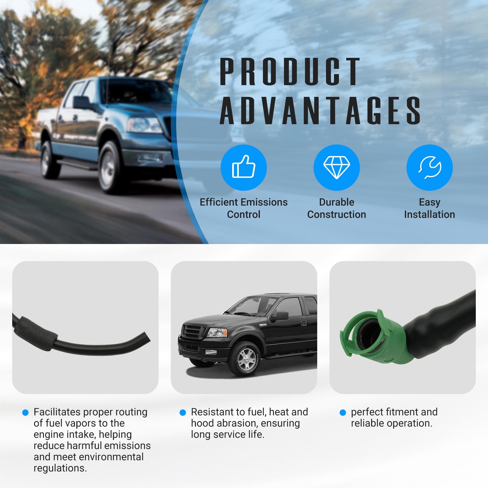 Fuel Vapor Purge Valve Hose Line Tube replacement for F75Z9D289AA Black