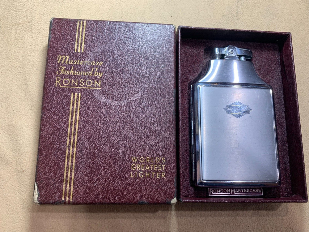RONSON ENAMELED MASTERCASE LIGHTER & CIGARETTE CASE w/ Box Beautiful!