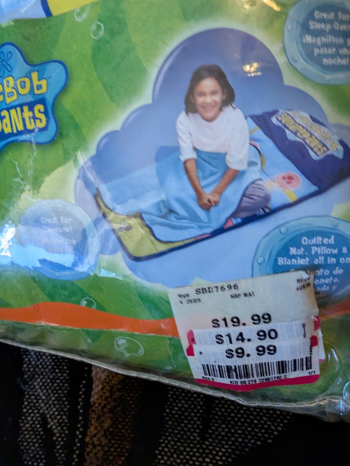 Vintage 2003 Nickelodeon Spongebob Squarepants Sleeping Bag Nap mat Backpack NEW