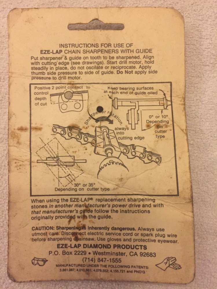 DIAMOND SHARPENER CHAINSAW, 5/32'',3/16'',7/32'' CSG,EZE LAP