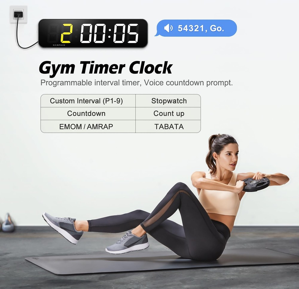 15.2" Large Digital Wall Clock with Seconds, App & Remote Control, Customizab...