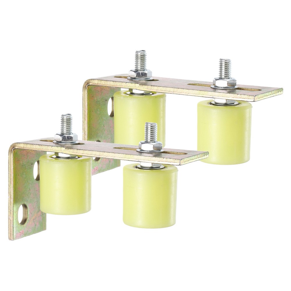 4Pcs Slide Gate Guide Roller 1.7" Nylon Gate Support Roller with Bracket Yellow