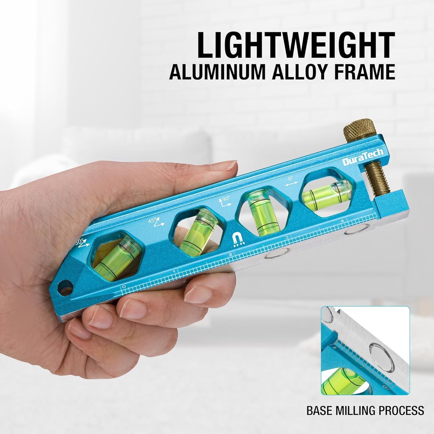 DURATECH 6.25" Magnetic Torpedo Level 0°-90° Bubbles Aluminum Alloy w/SAE Metric