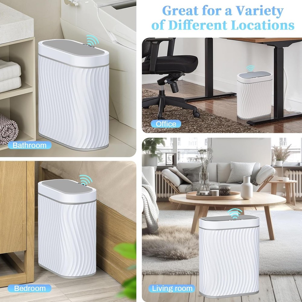 Bathroom Trash can with Automatic Touchless Lid, 2.6 Gallon Motion Grey