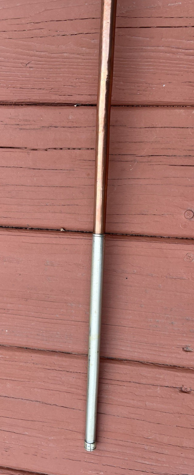 Signed George Potter Copper Brass Silver Long Fox Hunting Horn Wicker Sheath