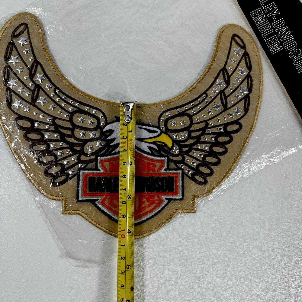 Harley-Davidson Studded Eagle Wings Patch Large Embroidered Emblem Silver Studs