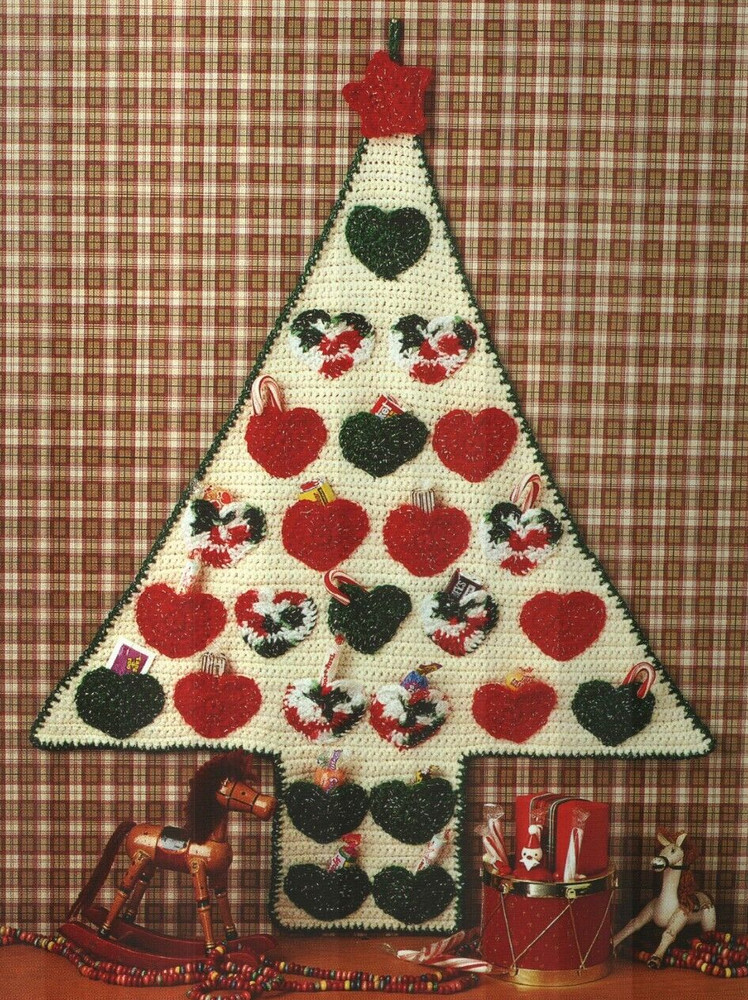 ADVENT TREE WITH POCKETS 26" CHRISTMAS CROCHET PATTERN INSTRUCTIONS