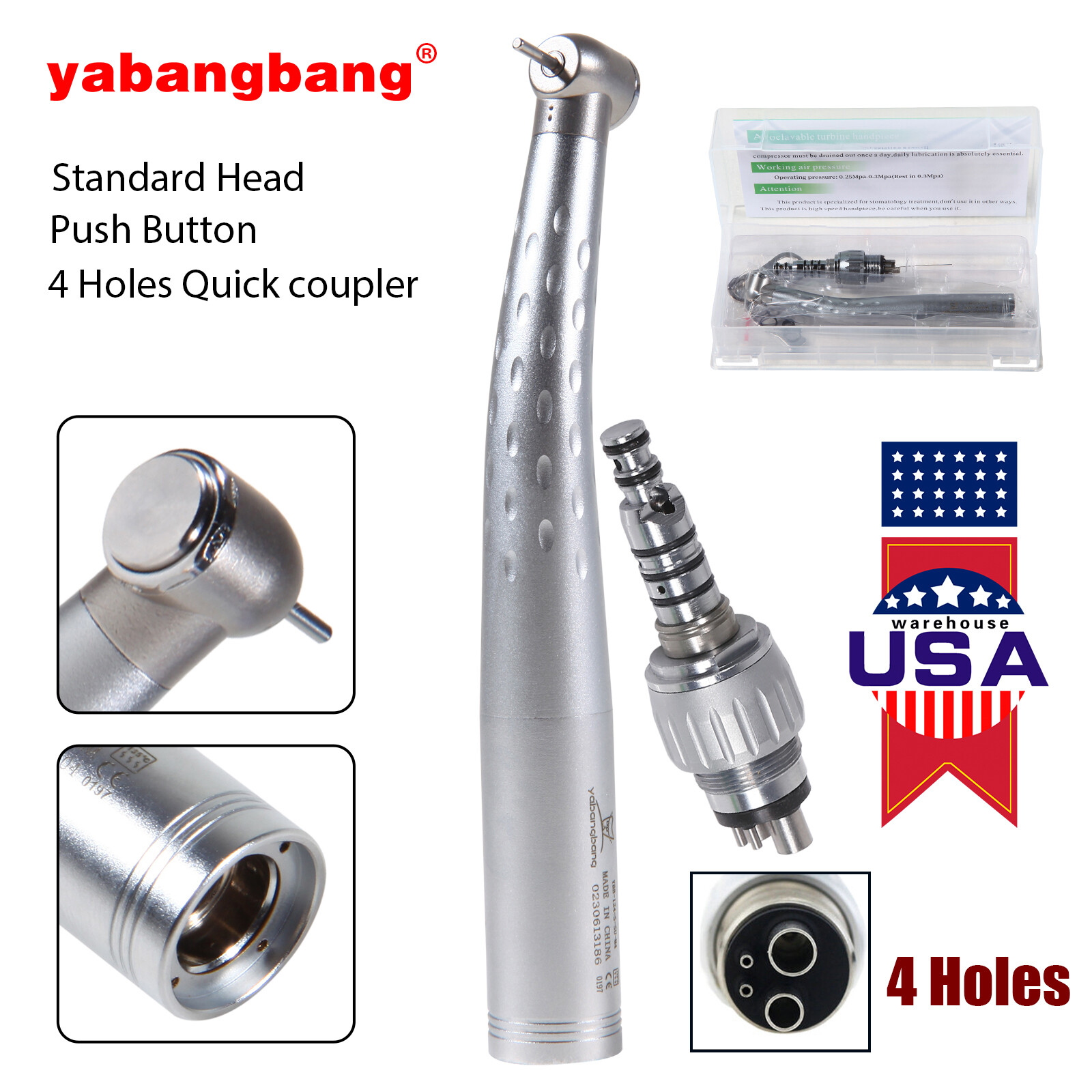 Kavo Style Dental High Speed Handpiece with 4 Hole Quick Coupler Coupling USA