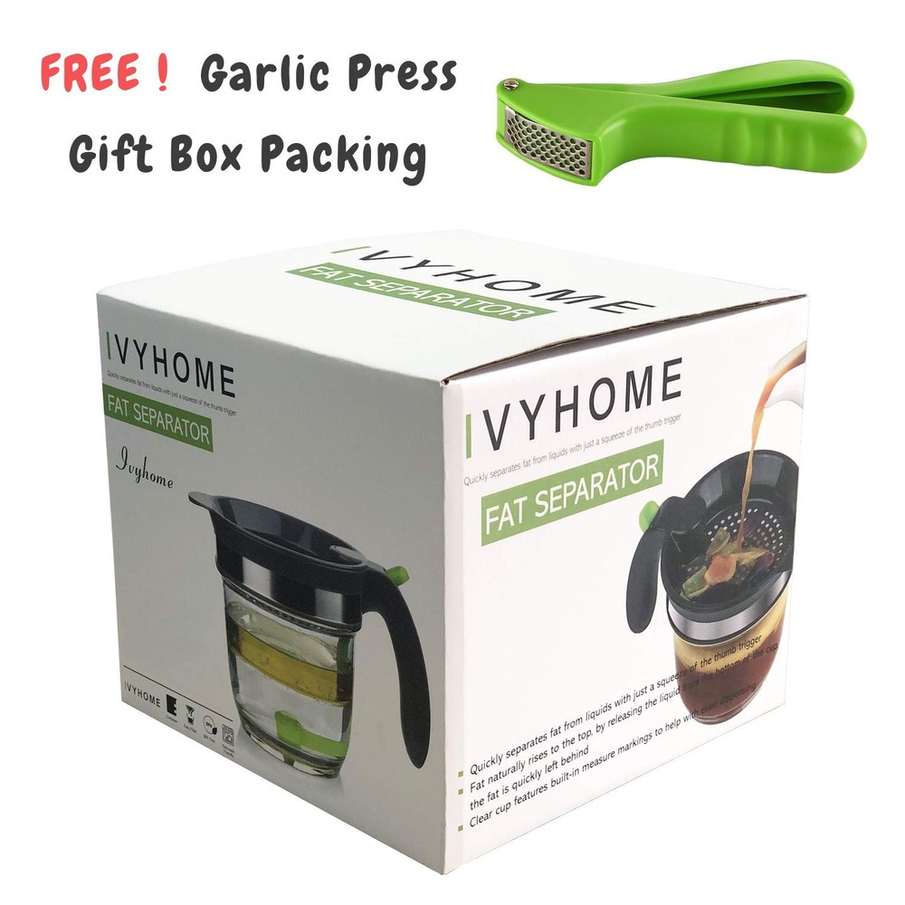 4 Cups Plastic Fat Separator with Bottom Release, Gravy Separator for Cooking...