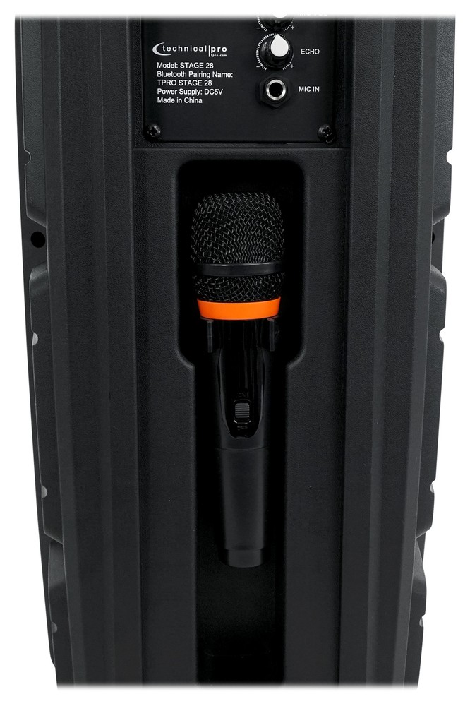 Technical Pro Dual 8" Rechargeable Karaoke Machine System w/Stand+Wireless Mic