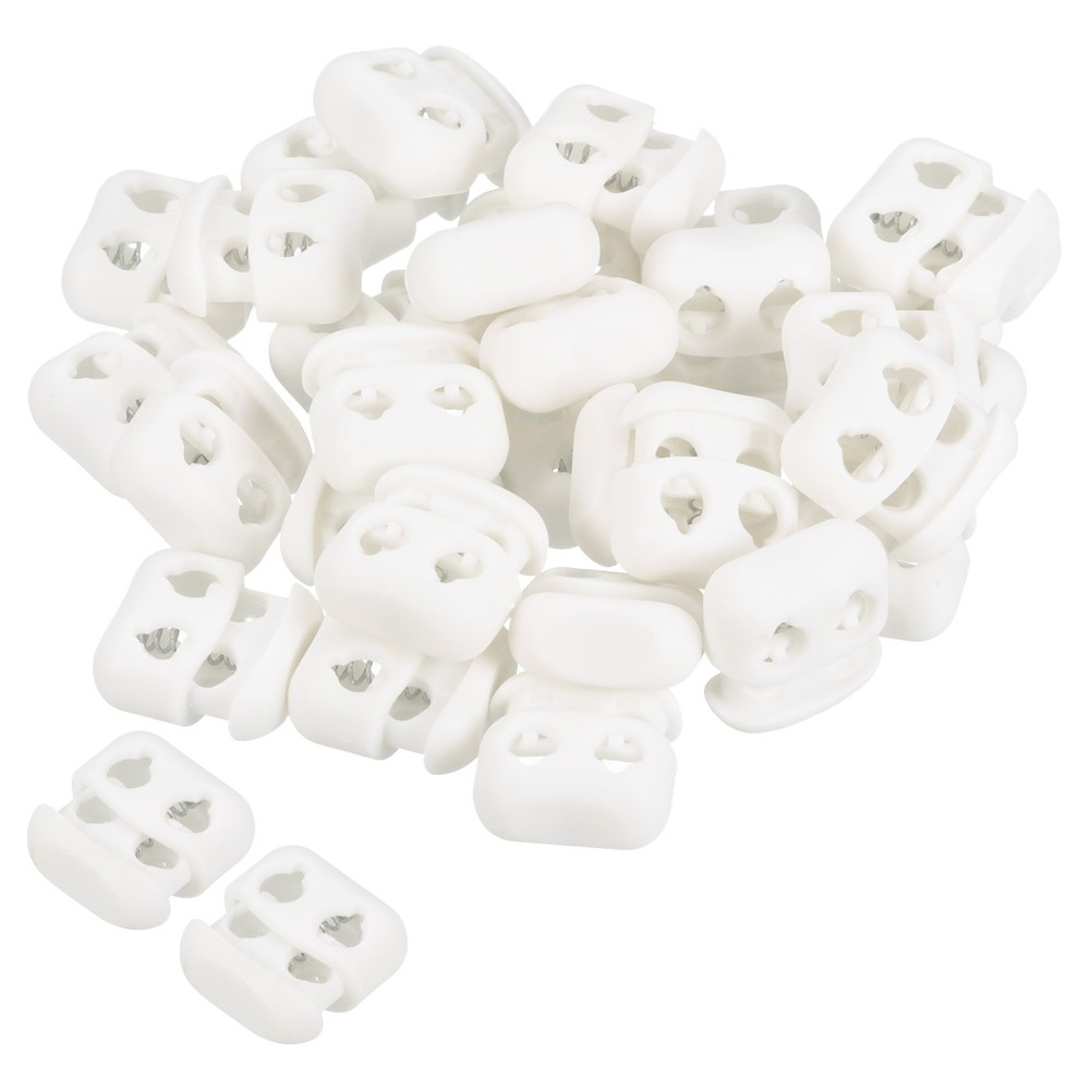 Cord Locks, 30 Pack Oval Spring Toggle Stopper, White
