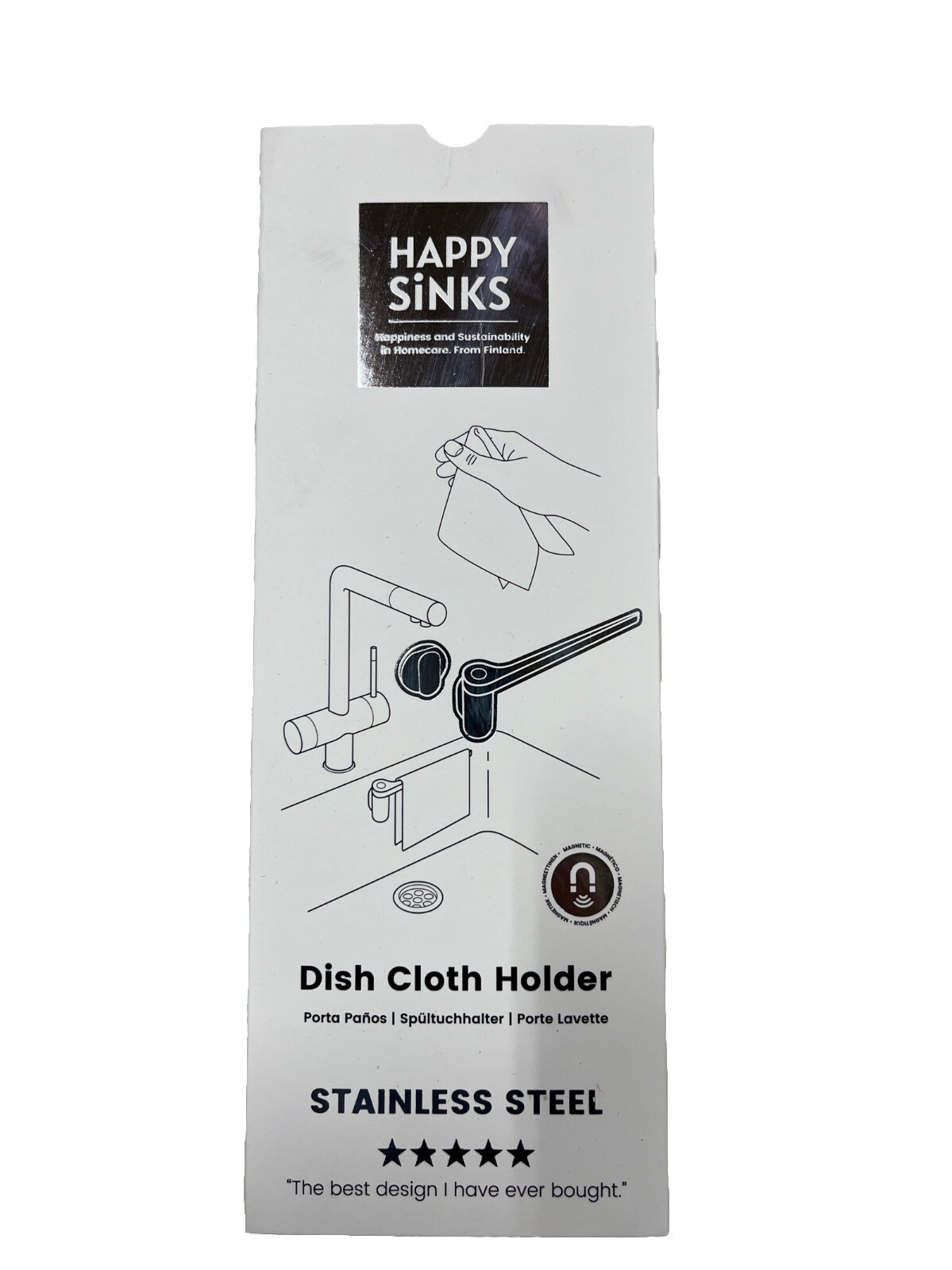 Happy Sinks Magnetic Dish Cloth Holder Stainless Steel Silver (READ DESCRIPTION)