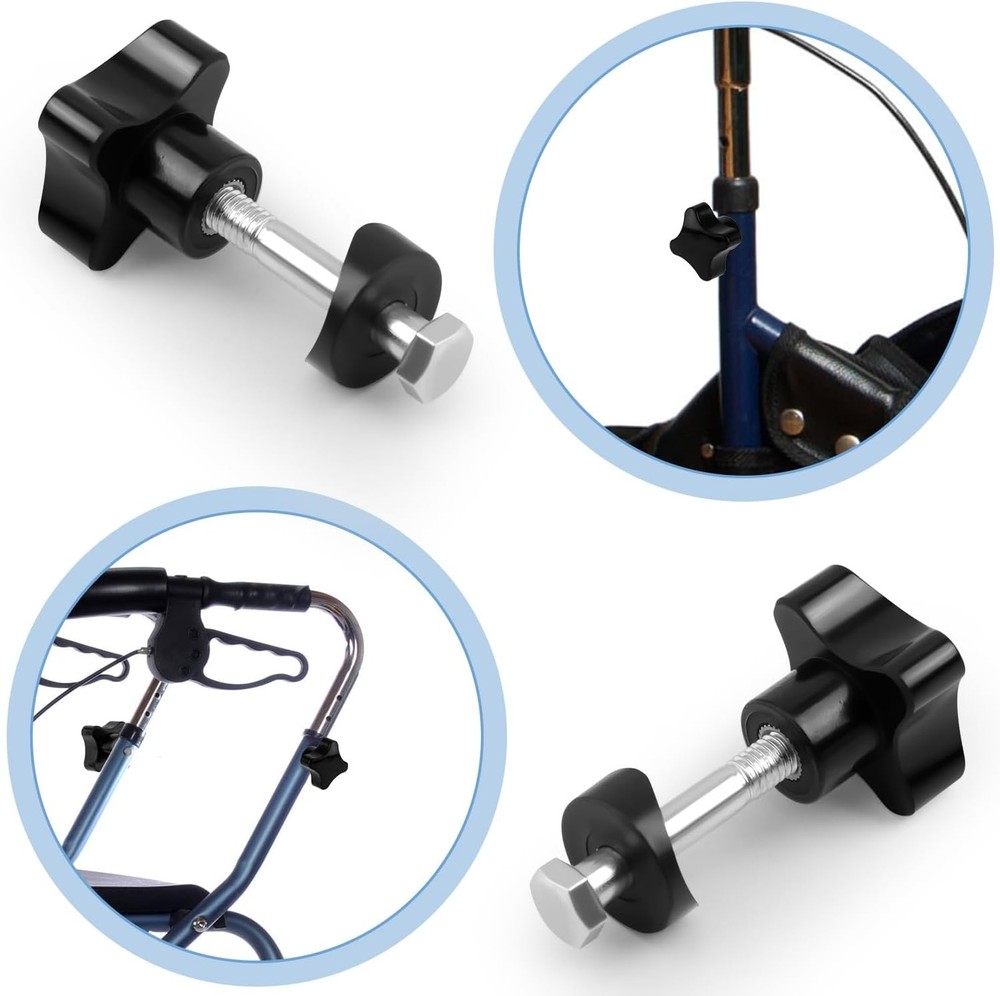 2 Sets Rollator Walker Replacement Arm Adjustment Knobs Universal Parts for Driv