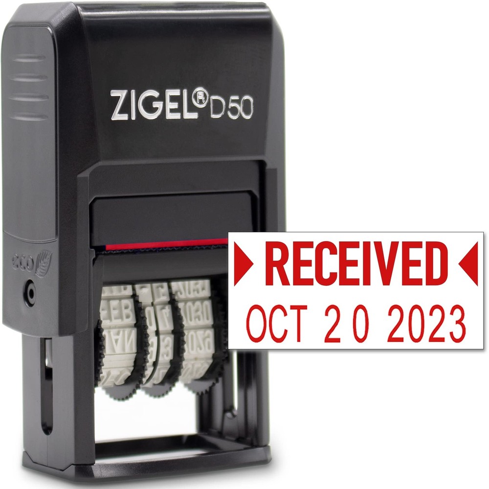 D50 Date Stamp with Received - Self Inking Date Stamp - Red