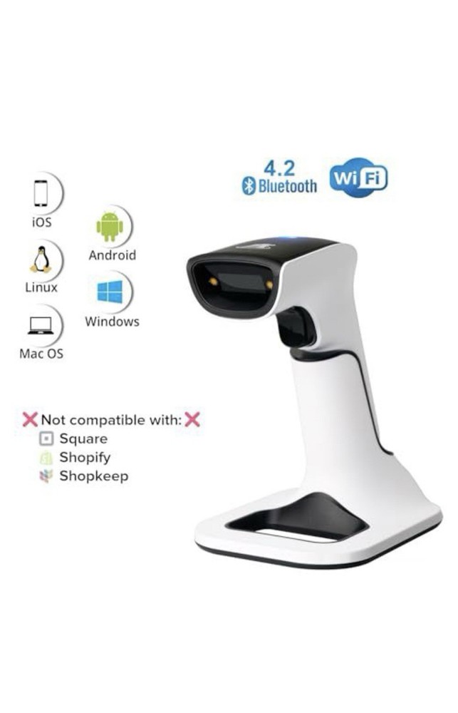 ScanAvenger Wireless Portable 1D&2D Bluetooth Barcode Scanner With Stand