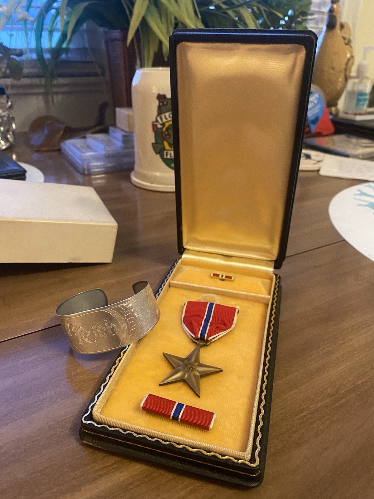 WWII Bronze Star Named & Gov’t Engraved to Irving Richmond w/ Jap Zero Bracelet