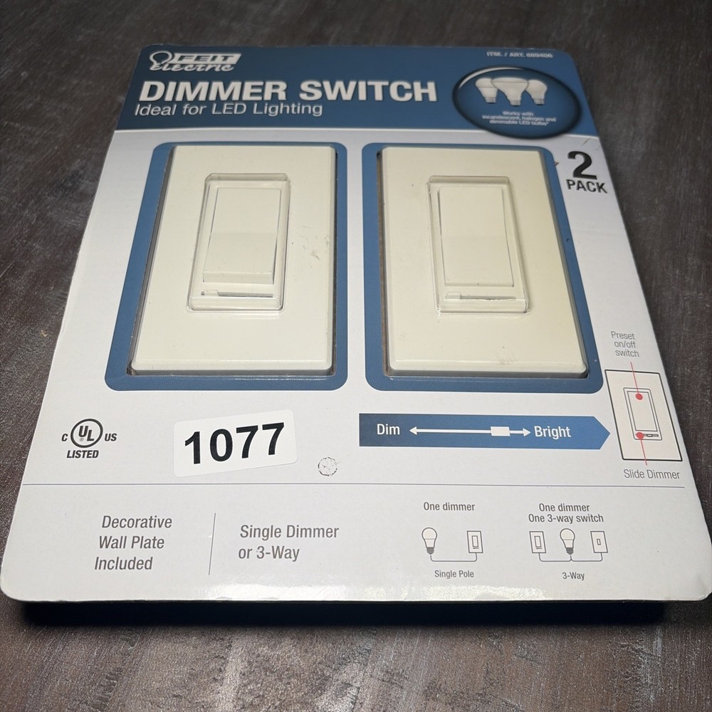 FEIT ELECTRIC Dimmer Switch 2-Pack Single or 3-Way LED Compatible #689406