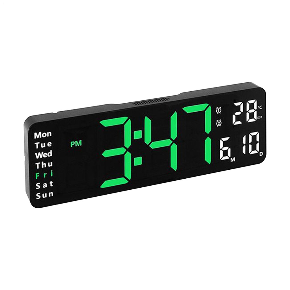 12.6" Digital Wall Clock with Countdown Timer, Week, Date, Temperature, Time