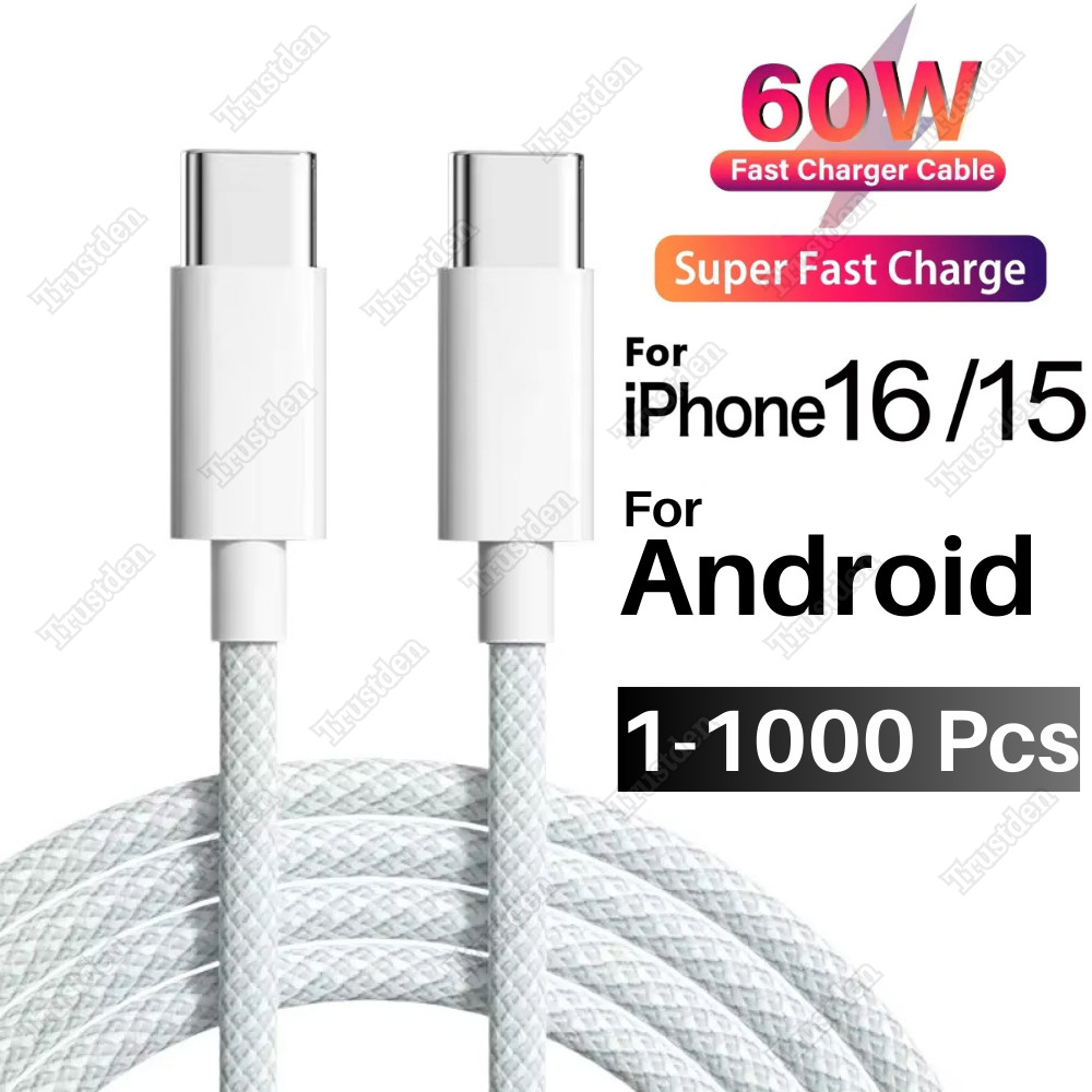 USB-C to USB-C Cable Fast Charger Lot Type C Cord For iPhone 16 15 Pro Samsung