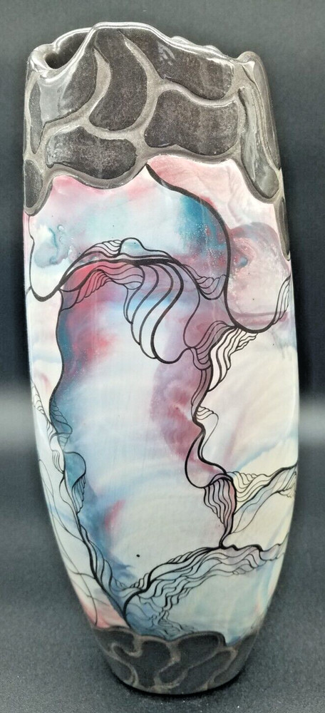 Handmade Ceramic Beautiful Multi Color Abstract Pattern Vase