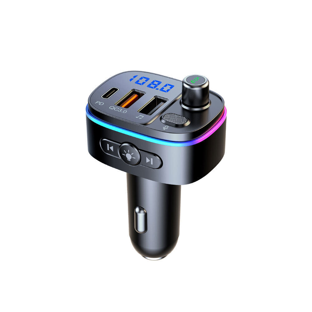Car Wireless Bluetooth5.0 FM Transmitter MP3 Player QC3.0 USB Car Charger Adapte
