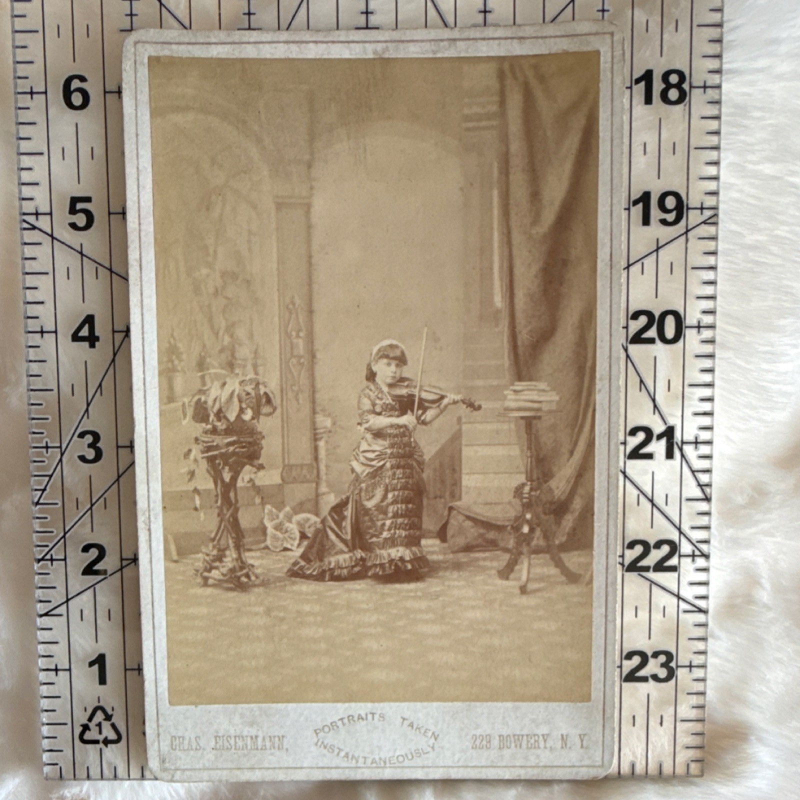 Chas. Eisenmann Cabinet Card Photograph Rosie Wolff Violin Sepia Albumen