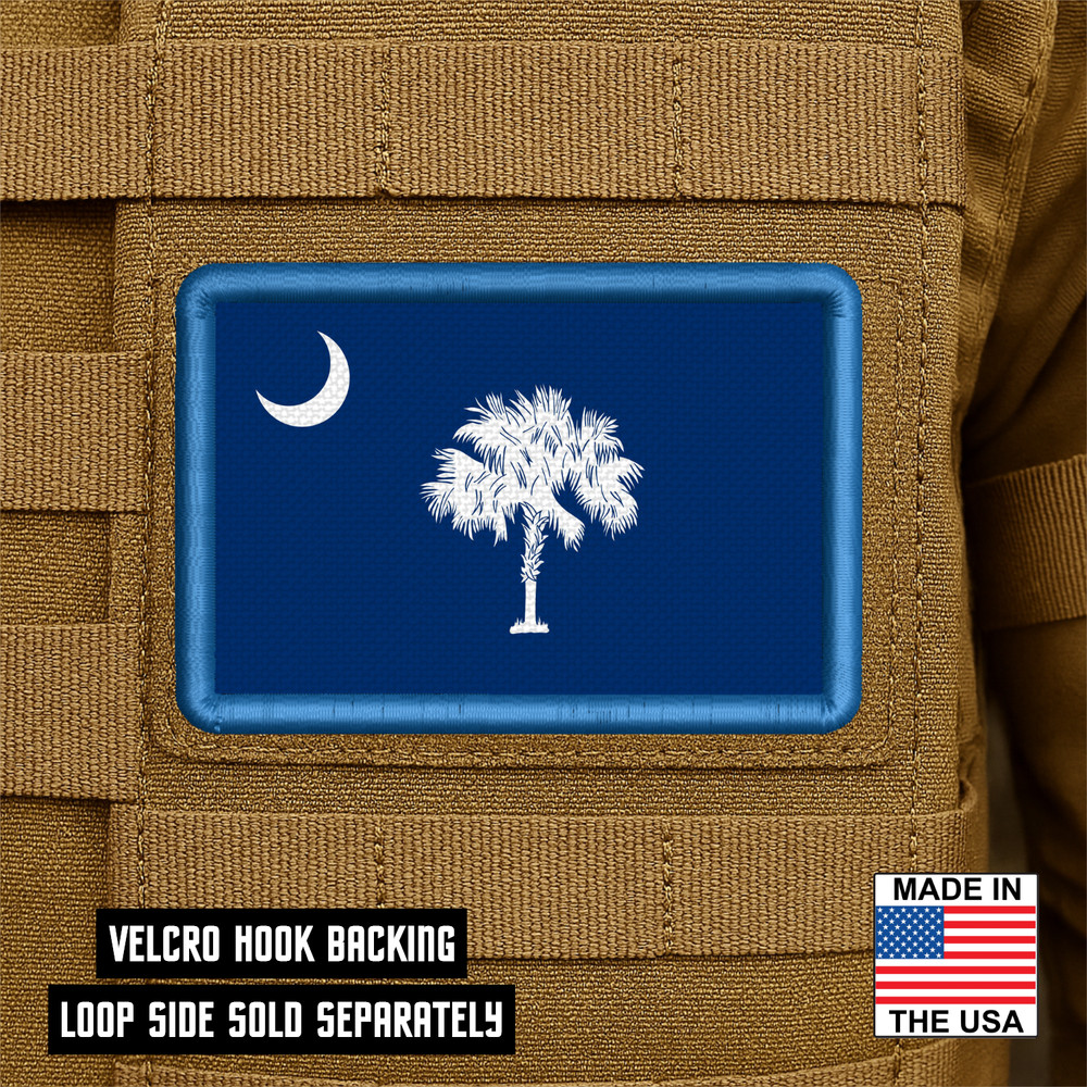 South Carolina State Flag Morale Patch, 2" x 3" Hook & Loop Plate Carrier Patch