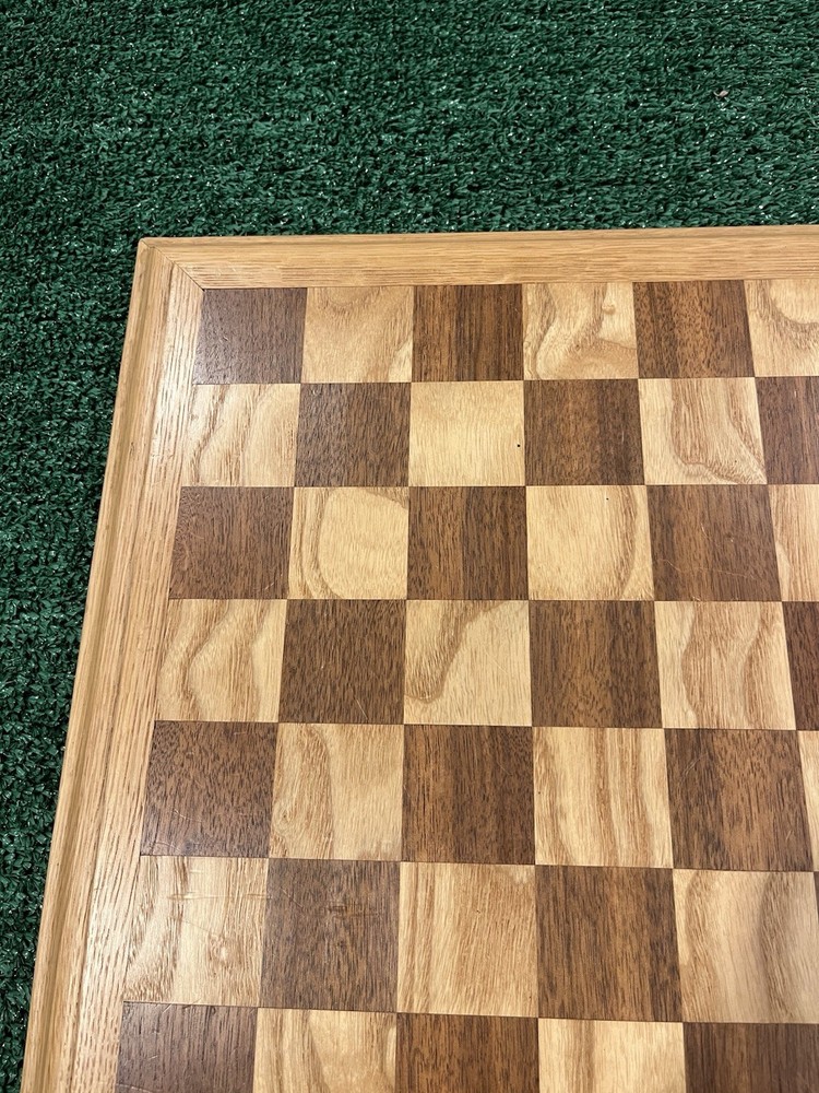 Vintage Hand Made Solid Oak Chess-Checker Board