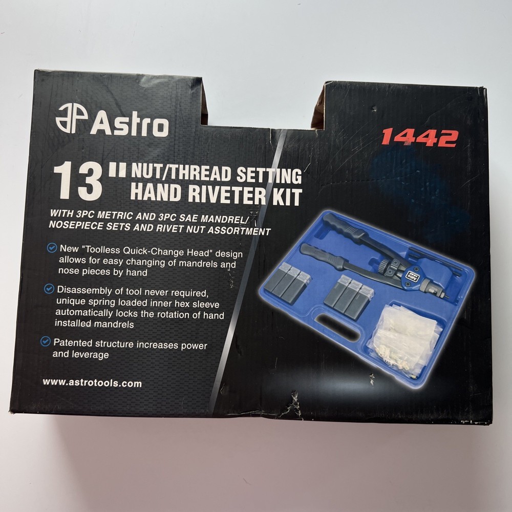 Astro Pneumatic Tool 1442 Nut/Thread Setting Hand Riveter Kit 13-Inch